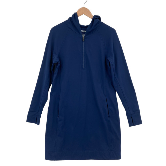 Duluth Dresses & Skirts - Duluth Dress Womens Small Navy Solid Long Sleeve NoGA Stretch Hooded Quarter Zip